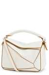 Loewe Puzzle Mini Leather Shoulder Bag In Soft White