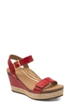 Aetrex Sydney Wedge Espadrille Sandal In Red Leather