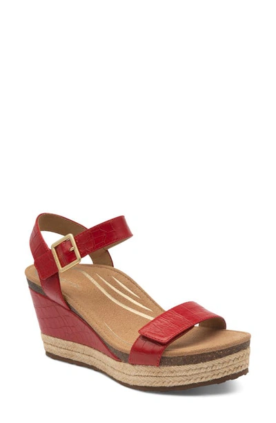 Aetrex Sydney Wedge Espadrille Sandal In Red Leather