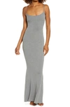 Skims Ribbed Long Slipdress In Grey