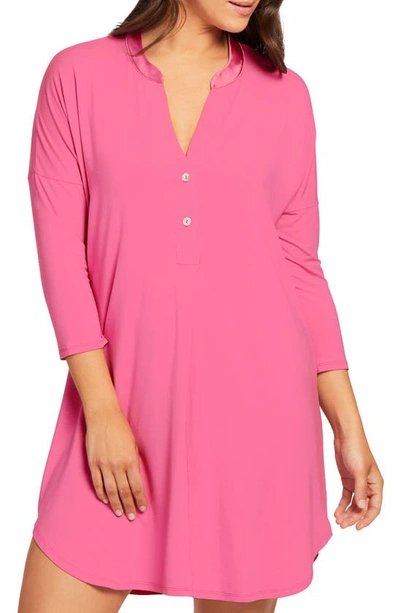 Fleur't Dolman Three Quarter Sleeve Nightshirt In Sweet Pink