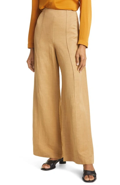 Kobi Halperin Amerie Pintuck Wide Leg Pants In Caramel