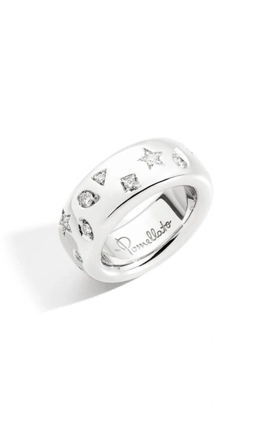 Pomellato Rhodium-plated White Gold And Diamond Medium Iconica Ring