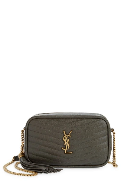 Saint Laurent Mini Lou Quilted Leather Crossbody Bag In Pebble