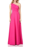 KAY UNGER ONE-SHOULDER STRETCH CREPE GOWN,5514269