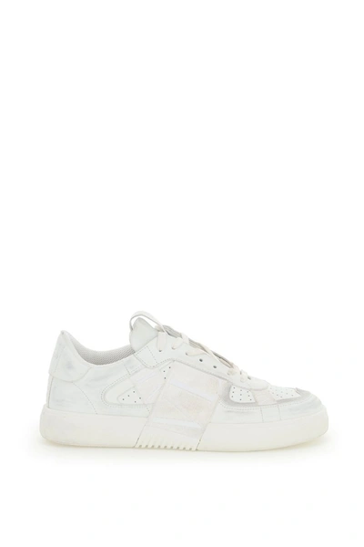 Valentino Garavani Vl7n Sneakers In Leather And Fabric In White