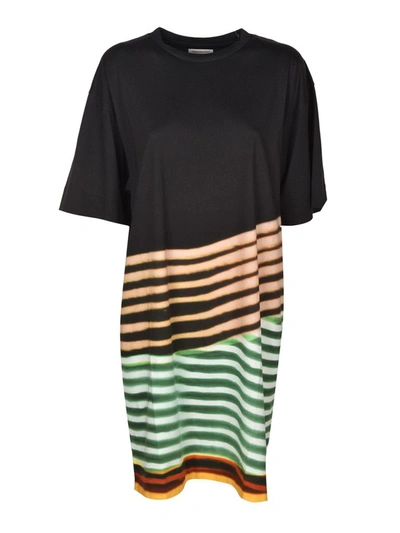 Dries Van Noten Striped Cotton T-shirt Dress In Green