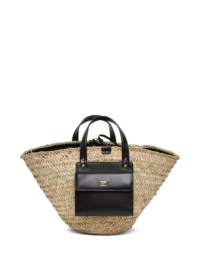 Dolce E Gabbana Kendra Straw Handbag In Beige