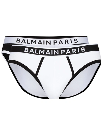 Balmain Logo裤腰三角裤套装 In White