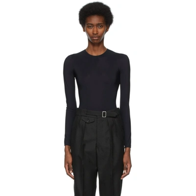 Maison Margiela Black Stretch Long Sleeves Body-suit In Polyamide Blend Woman