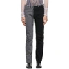 Maison Margiela Men's Split-denim Straight-leg Jeans In 966 Two Tones Of Bla
