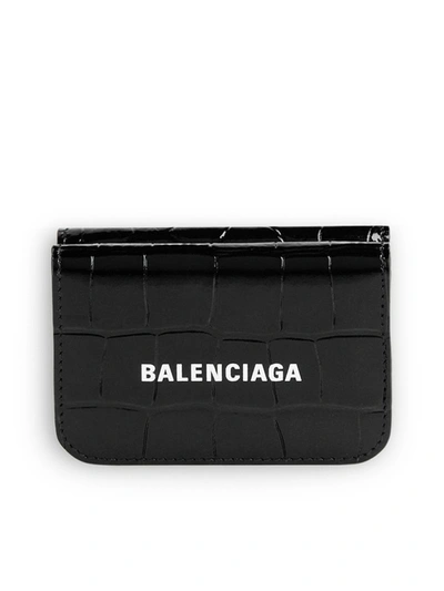 Balenciaga 'cash' Mini Wallet In Black White