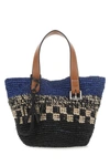 Jw Anderson Womens Royal Blue Belt Mini Basket Raffia Tote Bag