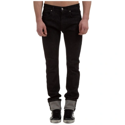 Versace Mens Black Straight Jean With Medusa Leather Patch