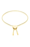 Adornia 14k Yellow Gold Brass Heart Bolo Bracelet In Yellow