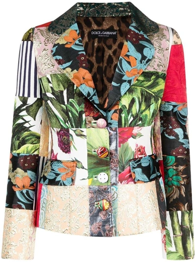 Dolce & Gabbana Single-breasted Patchwork Jacquard Dolce Blazer In Multicolour