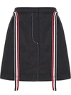Thom Browne 2ply Fresco Tie Waist Mini Sack Skirt In Grey