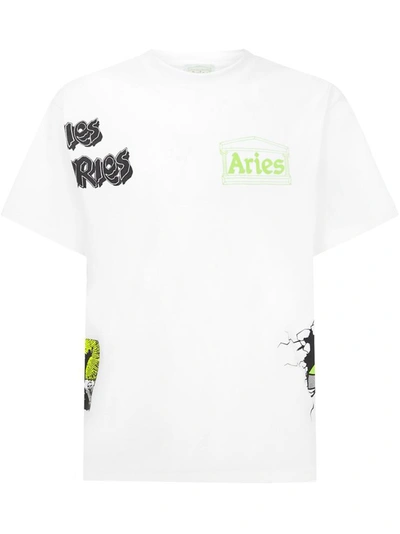 Aries Logo Patch-work T-shirt In White