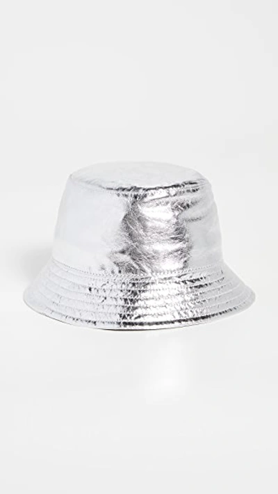 Isabel Marant Haley Metallic Leather Bucket Hat In Silver