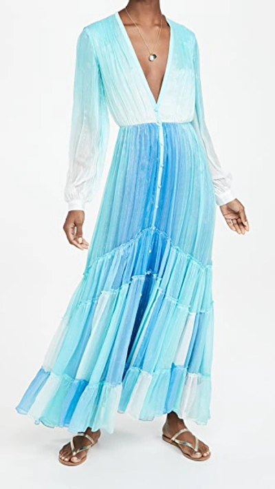 Rococo Sand Leal Ombre Maxi Dress In Blue