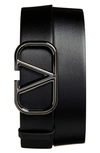 VALENTINO GARAVANI VLOGO BUCKLE LEATHER BELT,VY0T0Q87AZR