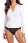 Sea Level Long Sleeve Rashguard Swimsuit In White