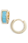 Kendra Scott Jack Huggie Earrings In Gold Turquoise Crystal