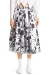Comme Des Garçons X Mickey Mouse Print Satin Midi Skirt In Mickey Mouse