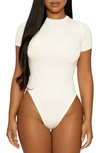 Naked Wardrobe Nw Mock Neck Bodysuit In Off White