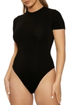 Naked Wardrobe The Nw Lovin' The Crew T-shirt Bodysuit In Black