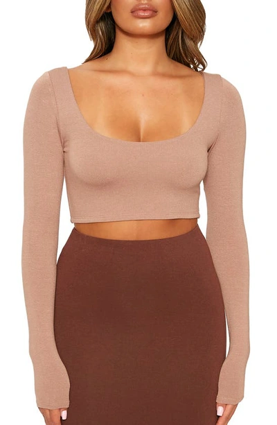 Naked Wardrobe Scoop Neck Crop Top In Animal Print