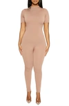 Naked Wardrobe Sweet T Funnel Neck Jumpsuit In Coco