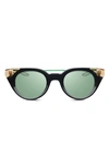 Nike Nv01 48mm Cat Eye Sunglasses In Black / Green Polarized