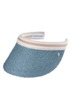 Helen Kaminski Bianca Classic Slide-on Raffia Visor, Beige In Cornflower/ Nougat Stripe