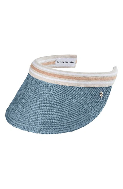 Helen Kaminski Bianca Classic Slide-on Raffia Visor, Beige In Cornflower/ Nougat Stripe