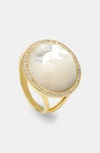 Ippolita 18kt Yellow Gold Medium Lollipop Diamonds Mother-of-pearl And Clear Quartz Ring In Pearl/gold