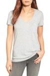 Caslonr Rounded V-neck T-shirt In Heather Grey
