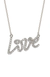 Suzy Levian 14k White Gold .30 Cttw Diamond Love Necklace In White