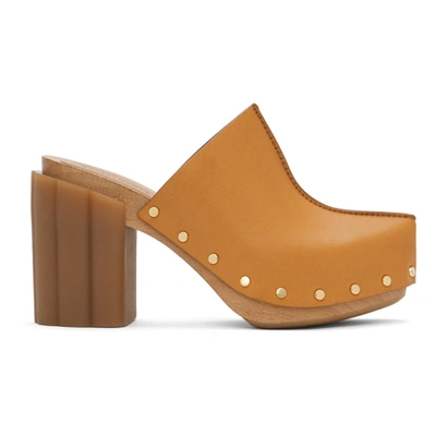 Stella Mccartney Women's Daisy Block-heel Clogs In Brown