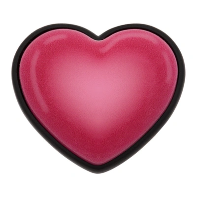 Balenciaga Pink & Black Sticker Heart Ring In 1758 Pink/black