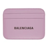 Balenciaga Logo Leather Cash Card Holder In Lilac/ L Black