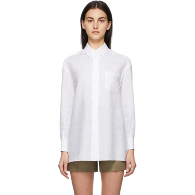 Loro Piana White Aloe Linen Fabienne Shirt In Optical White