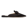 JIMMY CHOO SSENSE EXCLUSIVE BLACK SATIN GALAXY MULE SLIPPERS