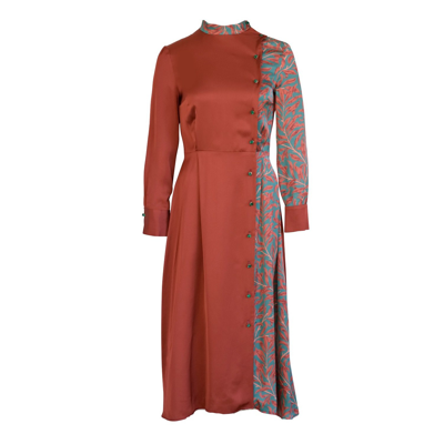 Anna Etter Long Sleeve Immie Satin Dress With Floral Print