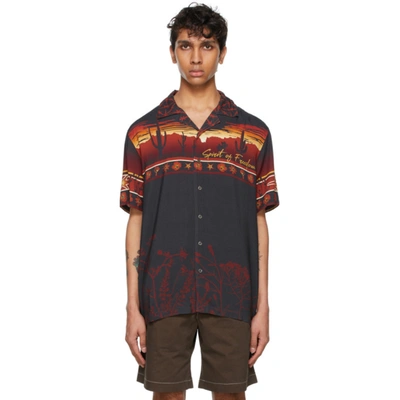 Phipps Short-sleeved Desert-print Crepe Shirt In Black,red,orange