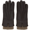 LORO PIANA BROWN LEATHER & BABY CASHMERE STIRLING GLOVES