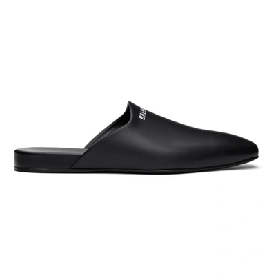 Balenciaga Cosy Leather Mules In Black