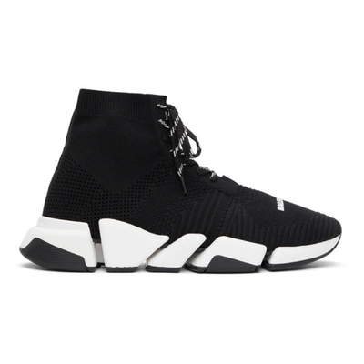 Balenciaga Speed 2.0 Lace-up Sneaker Black/white In Nero