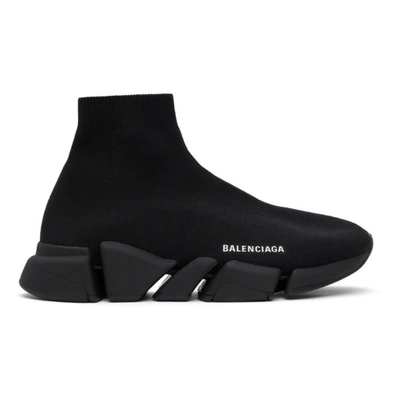 Balenciaga Men's Speed 2.0 Knit High Top Sneakers In Noir