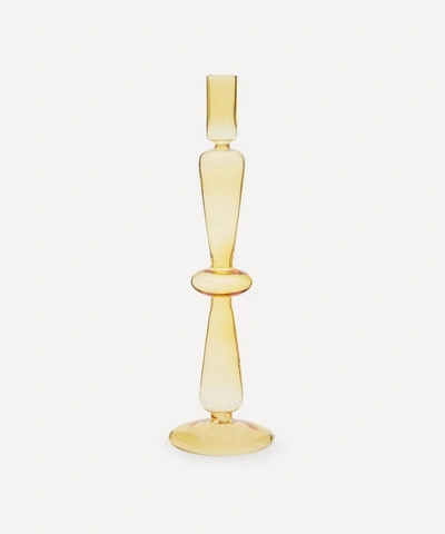 Aeyre Home Fisca Glass Candlestick Holder In Amber
